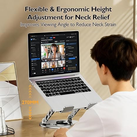 360° Rotatable Laptop Stand | Aluminum Alloy Ergonomic Tablet Holder | Adjustable Height Foldable Riser for Desk, Compatible with iPad, MacBook, All Phones & Tablets #LaptopStand #DeskSetup 360° Rotatable Laptop Stand | Aluminum Alloy Ergonomic Tablet Holder | Adjustable Height Foldable Riser for Desk, Compatible with iPad, MacBook, All Phones & Tablets #LaptopStand #DeskSetup