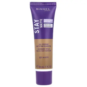 Rimmel London Stay Matte, Full Coverage Mattifying Foundation, 501 Noisette, 1 fl oz (30 ml)