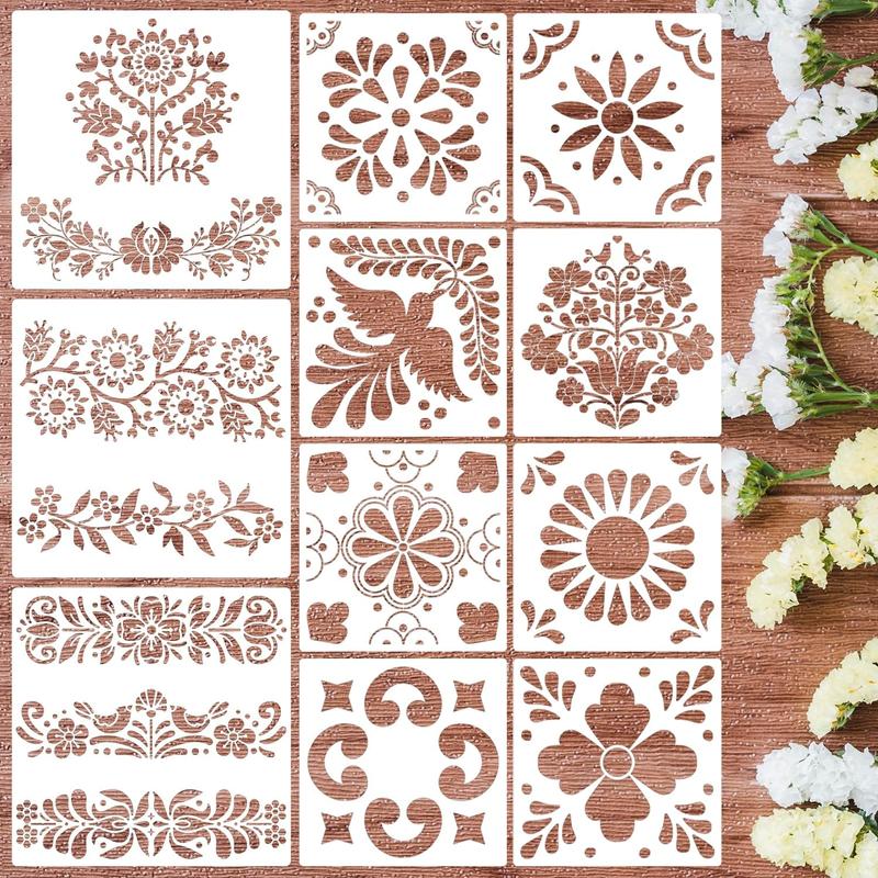 Talavera Stencil  Tile Stencil Floral Folk Mexican Stencils for Painting on Wall Floor Furniture  Home Decor