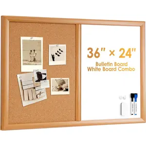 Cork Board White Board Combo with MDF  Frame, 36 x 24 Inch Bulletin Board,  Dry Erase Board & Corkboard for Wall, Vision Board for , Office, School