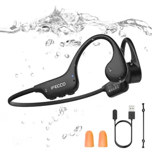 IFECCO Waterproof Headphones for Swimming, Bone Conduction Headphones Bluetooth 6.0, IP68 Waterproof Swimming Earbuds Underwater with 8G MP3 for Running Cycling Sports