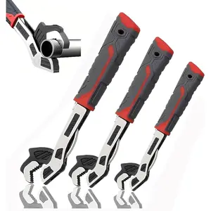 Self Adjusting Pipe Wrench, 8" 10" 12" Pipe Wrench Set, Plumbers Wrench with Self Tightening Function for 3/8" to 1-11/16" (9-43mm) Pipe Fittings, Standard Nuts and Irregular Nut