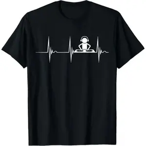 Oversized Music Producer Disc Jockey Heartbeat DJ Mixing Console T-Shirt