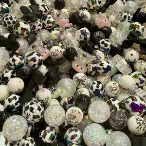 Black and White Cow DIY Bead Mix for Pens Keychains Phone Charms and More Assorted Colors and Styles 100ml