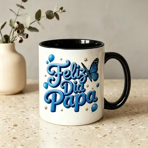 Color Changing Heart Mug Featuring PAPA's Unique Cup with Butterfly Design and Feliz Dia PAPA Inscription Perfect Gift for Father's Day Birthday and Daily Coffee Use