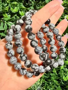 Natural Snowflake Obsidian 8mm Beaded stretch Bracelet