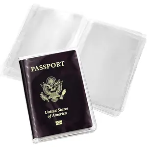 6 count Passport Book Holder, Clear Passport Cover Plastic  Protectors Sleeves  Passport Holder for Travel Family ID Card Document Organizer (7.48 x 5.12 Inch)