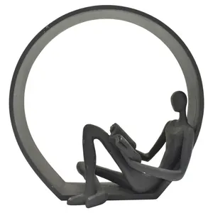 212 MAIN Encircled Reader Artificial Resin Sculpture - 1-Piece Black Collectible Statue, Home Decor Ornament, Ideal Gift Conversation Piece, Artificial Resin Statues, Collectible Statues