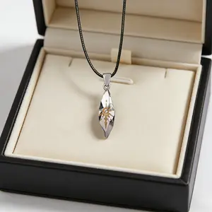 Vintage Wish Stone Men Necklace Trendy Meteorite Pendant Neutral Stainless Steel Sweater Chain Jewelry