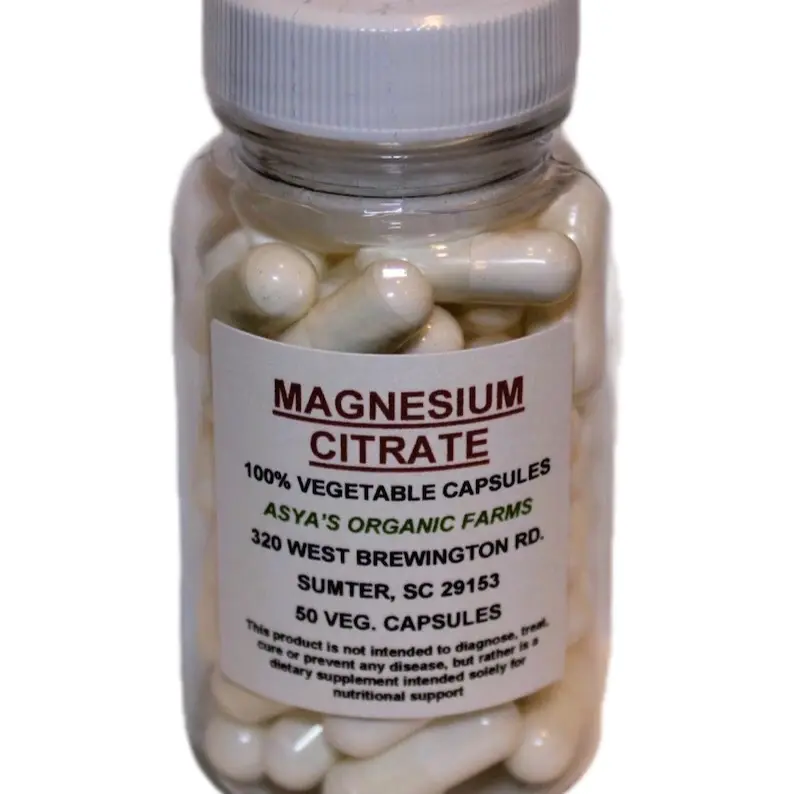 Organic Magnesium Citrate 50 500mg Vegan Capsules Supplement