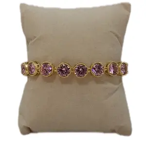 14k Gold Plated Pink Circles Bracelet fits 7.5 inch