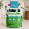Minties FreshBites Soft & Chewy Dental Treats for Dogs - Low-Calorie Natural Mint Flavored Chews with Peppermint Oil, Vegetable Glycerin, Rice Flour, Lecithin - 100 Count, Cleans Teeth, Fights Bad Breath, Removes Plaque & Tartar