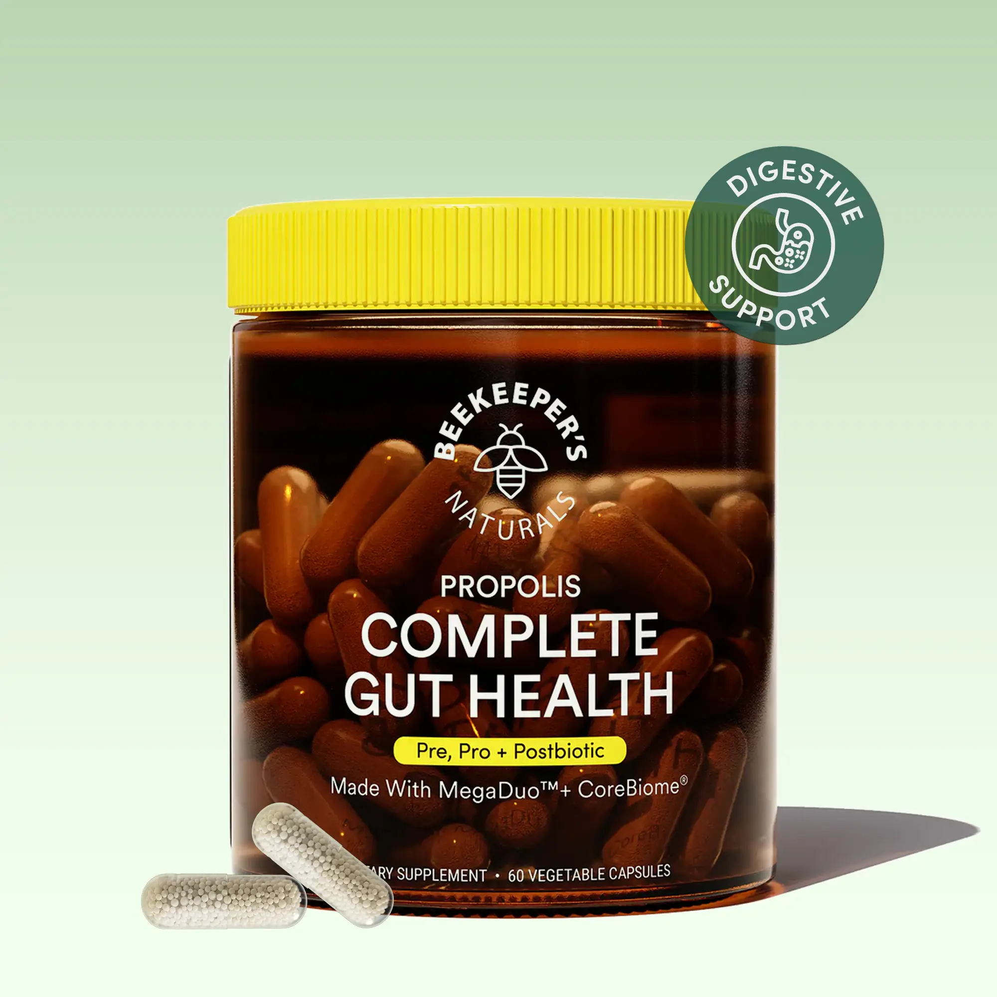 Propolis Complete Gut Health - Pre Pro & Postbiotic Dietary Supplement with Propolis Tributyrin & Probiotics for Digestive Immune Support 60 Capsules