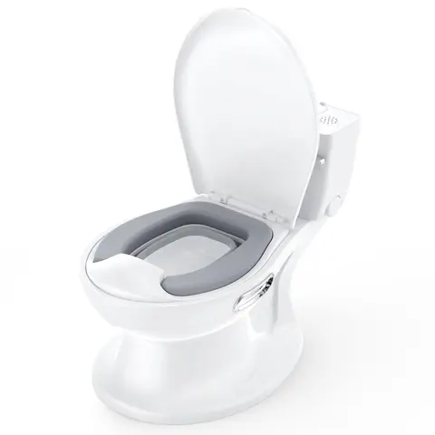 2-in-1 Toddler Potty Training Toilet, Training Potty Toilet for Baby, Realistic Flushing Sound for Boys & Girls Ages, Washable Split Potty Training with Soft Seat, with Wipes Storage, Paper Holder