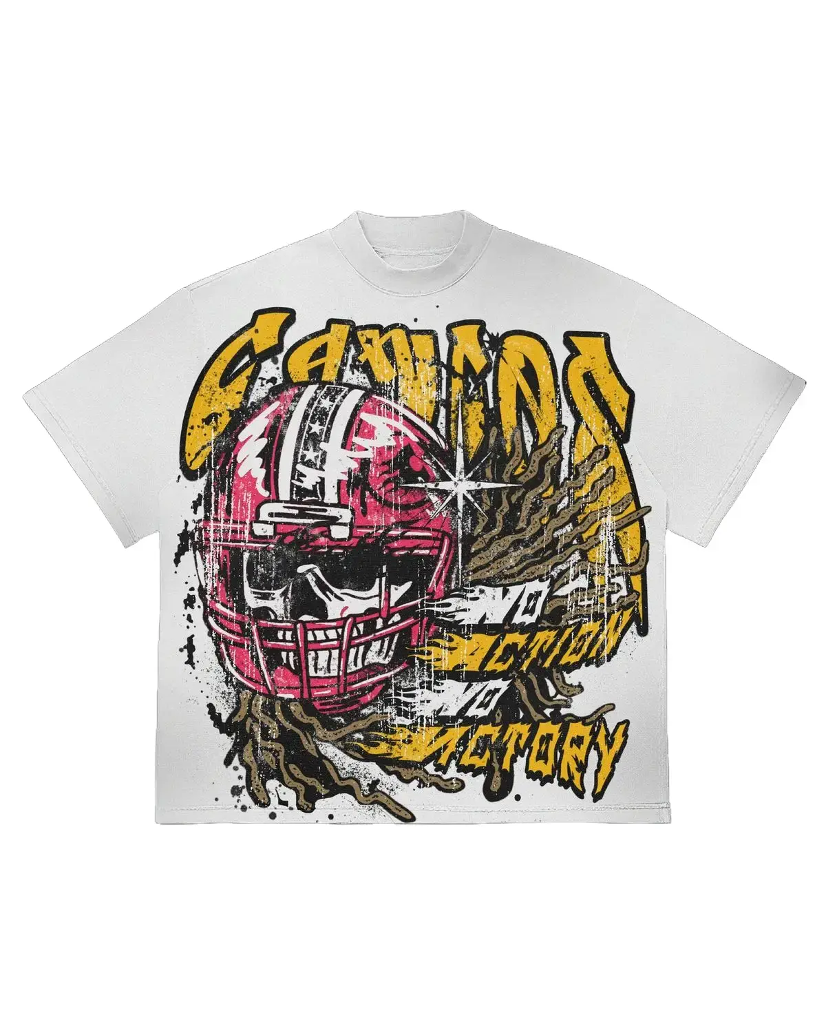 Y2K Grunge Skull Football Helmet Graphic Tee Heavyweight Gildan Cotton Streetwear Tshirt Oversized Retro Gothic Athletic T-Shirt Trendy Unisex Gift for Men Women