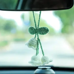 Handmade Lily Flower Car Rearview Mirror Ornament, Unisex Car Decor Accessories, Easter Christmas Valentine's Day Gift