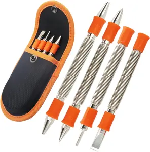 4 count Dual   Setter, Dual  Center Punch, Door Hinge Pin  and Cold Chisel, Spring  Set, Spring  Punch1/8-in, 3/32-in, 3/16-in, 1/16-in, 5/16-in, 1/8-in