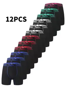 6/12-Pack Men's Boxer Briefs Multipack - Moisture-Wicking Long Leg Underwear, Anti-Rolling Stretch Fit for Workout & Daily Wear | Breathable Multi-Color Bundle