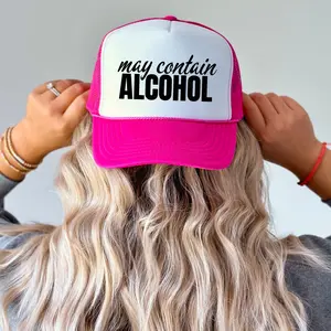 May Contain Alcohol, Trucker Hat For Women, Summer Snapback, Trendy Adjustable Cap, day drinking hat