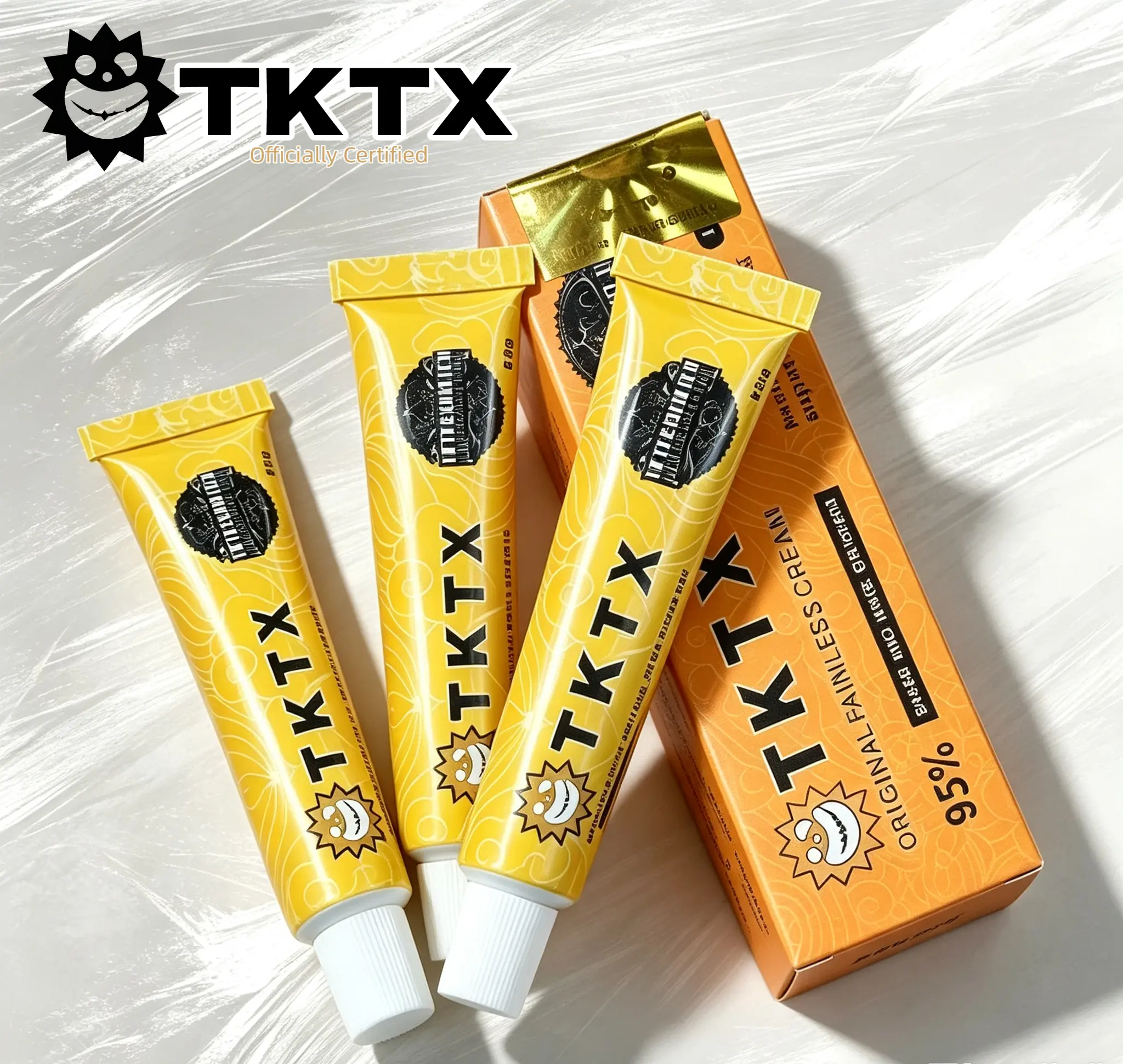 TKTX 95% Strength Tattoo Numbing Cream  – pain free tattoo—Maximum Pain Relief for Long Sessions – Designed specifically for large tattoos-A Reliable Numbing Formula That Keeps You Still and Steady for Flawless Ink—（Gold  tube