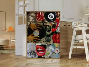 Y2K Fashion Poster | Leopard & Lips Collage | Trendy Wall Art