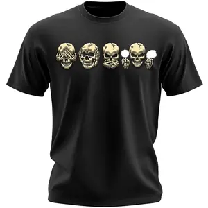 No Evil  Skeleton Black T-Shirt SoftStyle gildan 6400 unisex