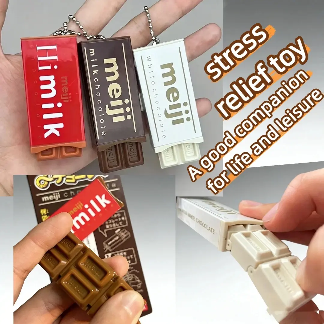 Bandai Hot Japanese Style Simulated Meiji Chocolate Fidget Toy Stress Relief Keychain Bendable Snap Pendant Creative Gifts toys