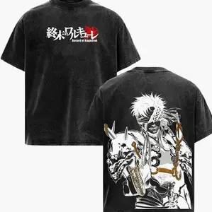 Retro Heavy Limited Qin Shi Huang x Record Of Ragnarok Anime Double Printed Vintage Washed Tee Unisex Oversize Heavyweight Cotton T-shirt for Anime Fans