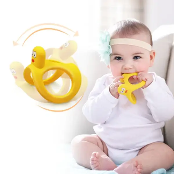 Mombella Yellow Duck Roly Poly Baby Teether Toy Mouth toy Teething Relief Set Pacifier Pacifierclip Newborn