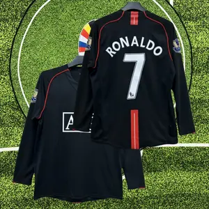 C.Ronaldo #7 Classic Retro 2007-08 Away Kit Fan Edition Adult Long-Sleeve Breathable Quick-Dry Soccer Jersey
