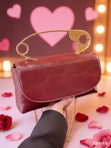 Valentine's Day gift, retro fashion personalized small square bag, simple texture, creative pin handbag, daily versatile women's crossbody bag, Crossbody chain bag, Crossbody Clutch Purse, suitable for dating, work