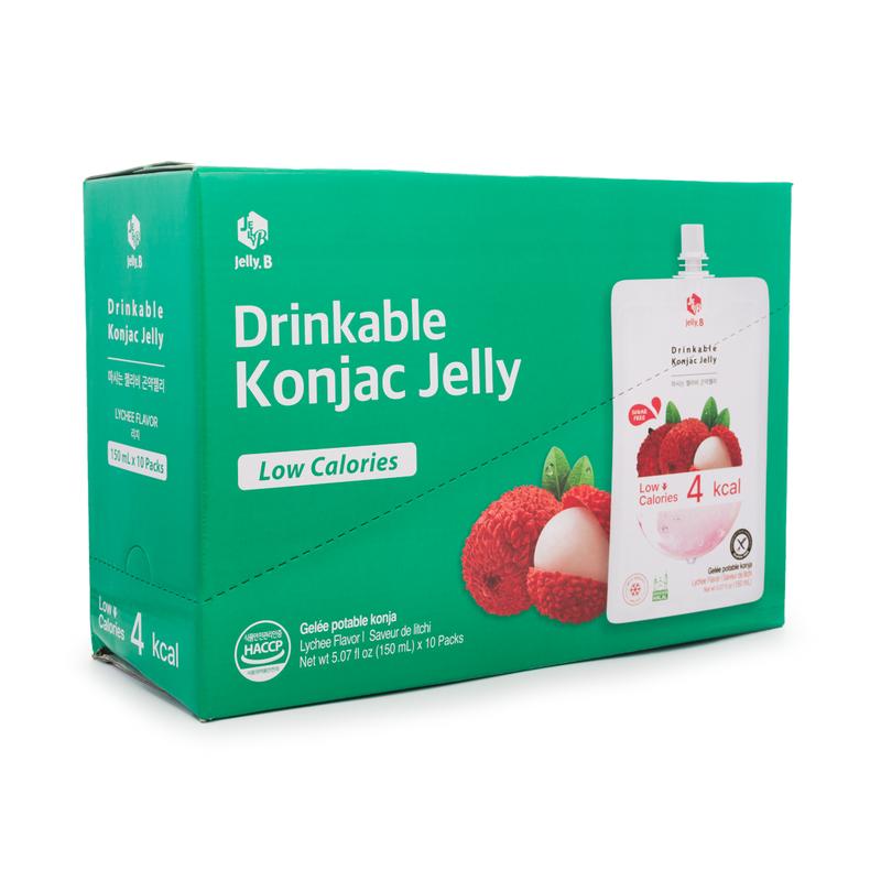 Jelly.B Drinkable Konjac Jelly, Lychee Flavor – 10ct | Low Calories (4 Kcal), 0 Sugar, K-Pop Star Favorite Healthy Drink
