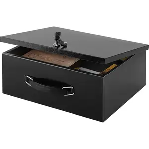 Fire Resistant Safe Fire Safe Box with Key Lock for Home Office  Storage for Valuables Documents,13.2"x 11"x 5.1" Inch,Black