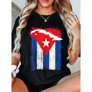 Celebrate Cuban Heritage Month with 100 Cotton Flag Map Island Graphic T Shirt