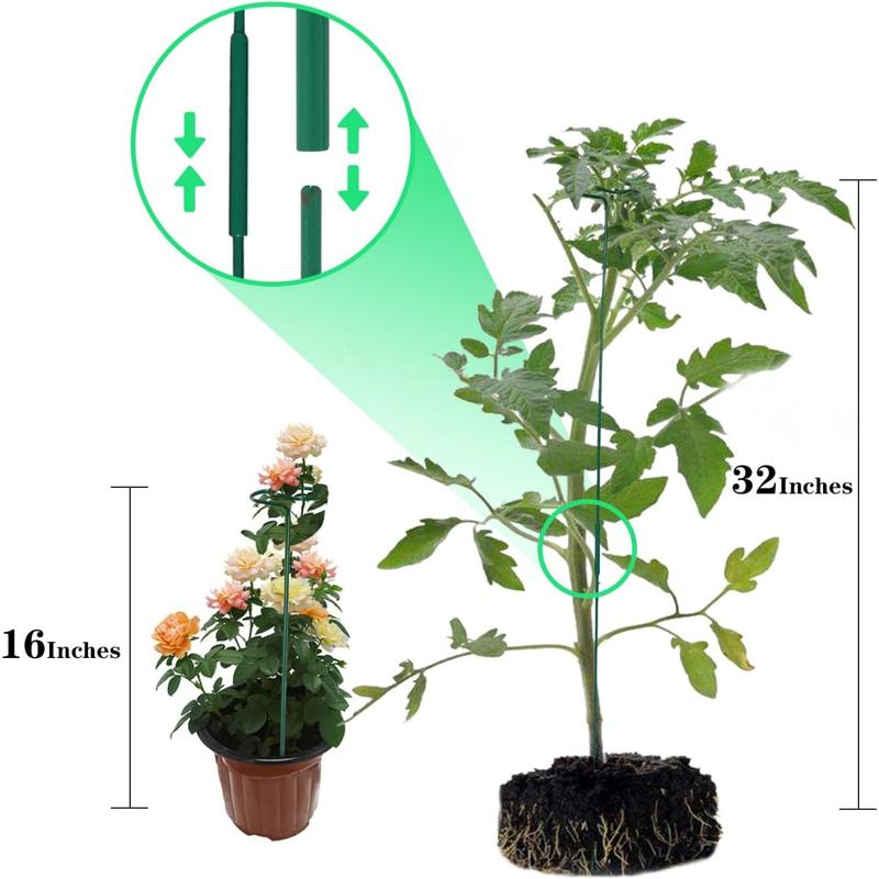 4 Pack Green Plant Stakes Set,16 Inches Plant Support Stakes for Outdoor Plants,Garden Flower,Tomato,Fasteners & Hooks,Christmas Party Gifts,Hand Tools Kits