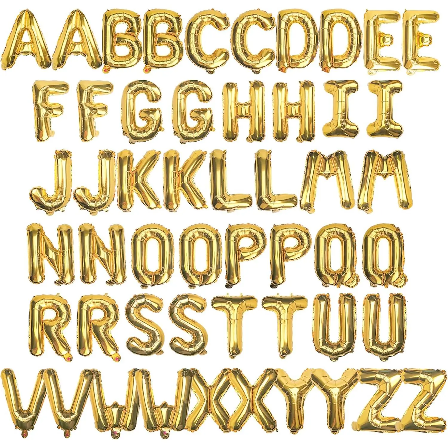 16" Square Gold Foil Alphabet Aluminium Mylar Balloons, 2 A-Z Sets (52 PCS) Hanging Letters, for Graduation, Birthday, Party Decorations (Home Supplies)