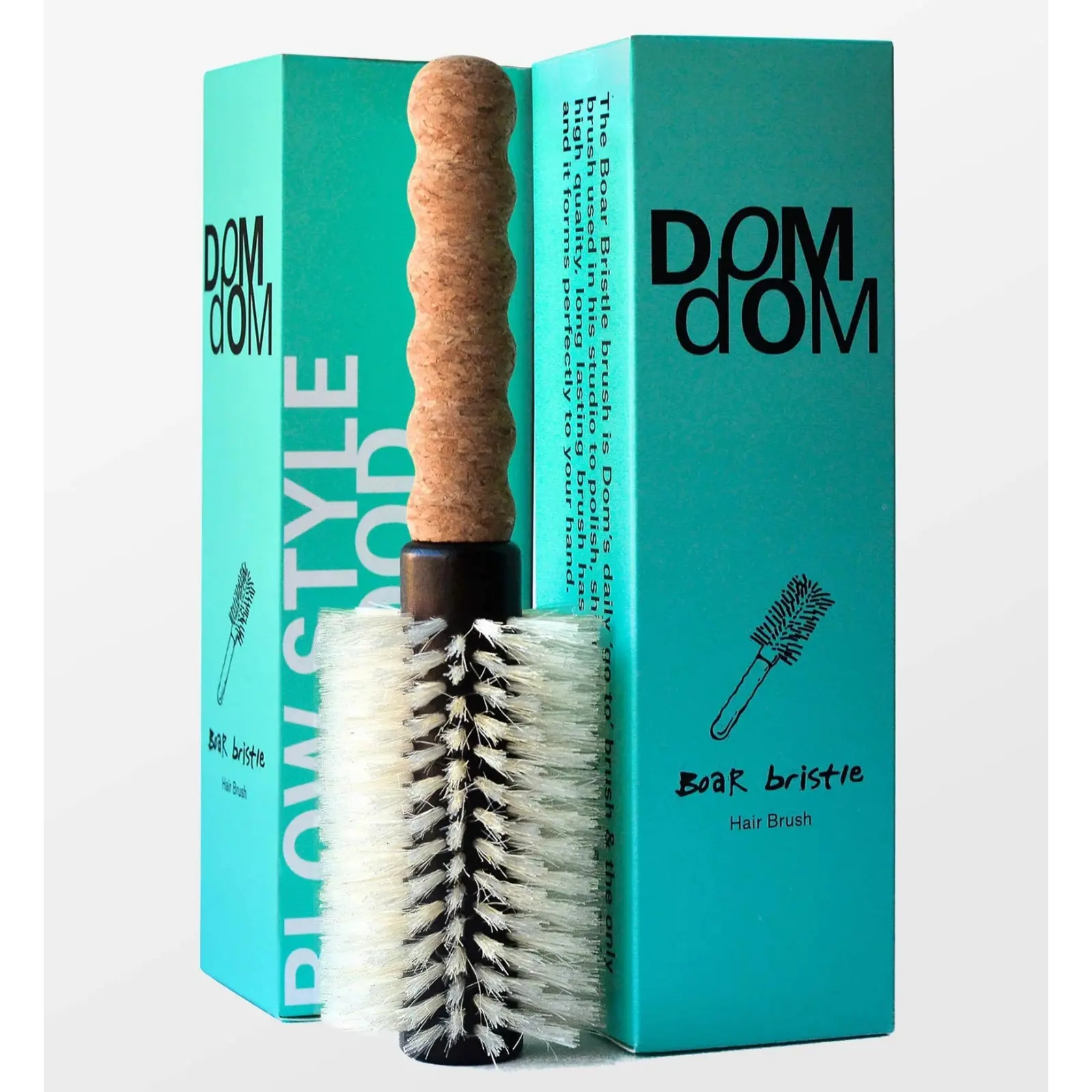 dom dom Medium Round Boar & Nylon Bristle Brush, 2.3in barrel