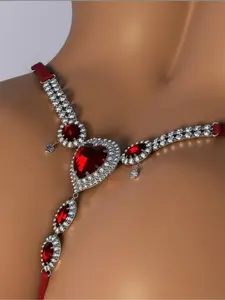 Heart Shaped Rhinestone Decor Body Chain, Heart Design Chain, Adjustable Body Chain for Women, Fashion Jewelry for Party, Daily Clothing Decor, Trendy All-match & Exquisite Jewelry for Birthday Gift