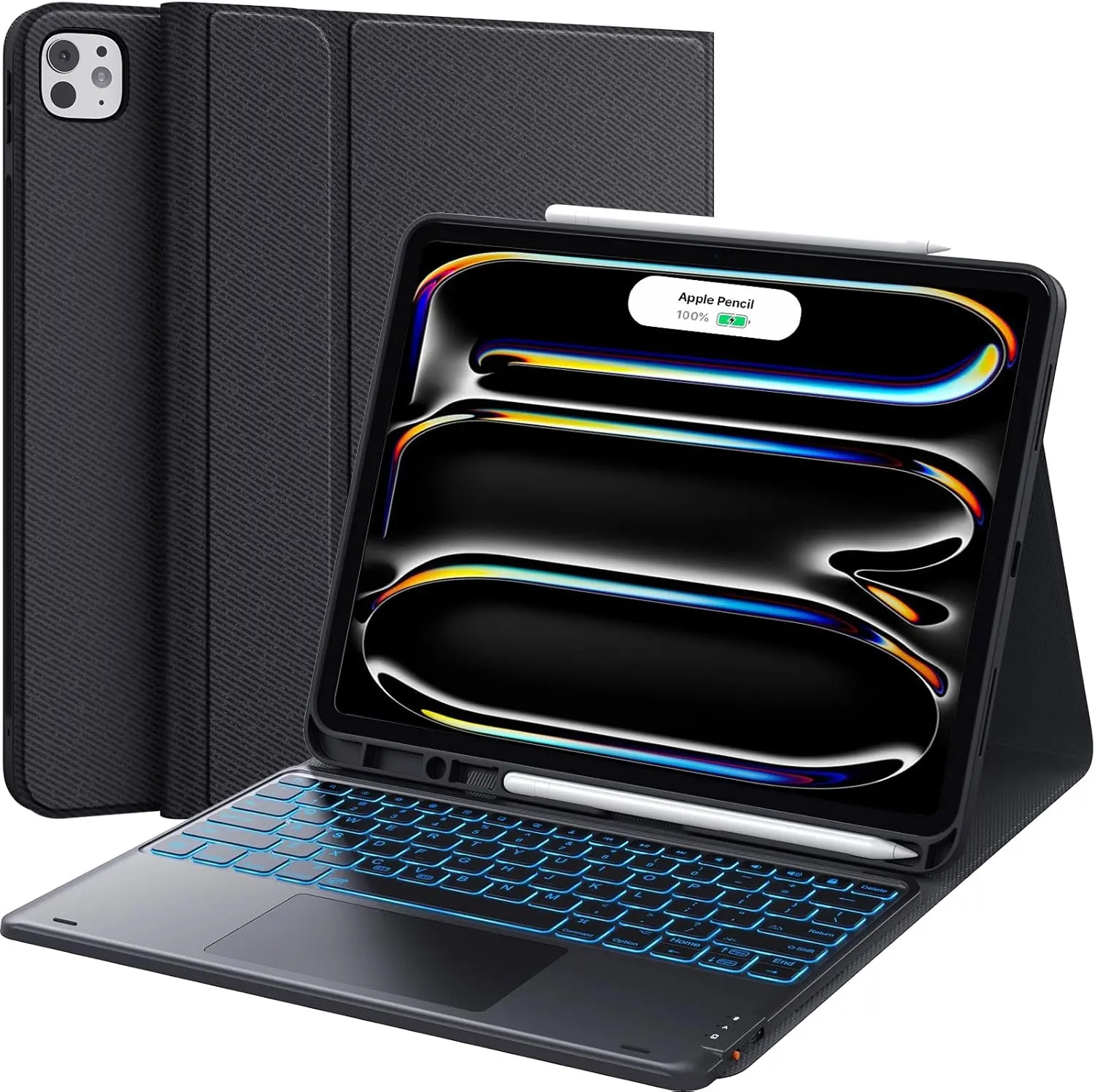 CHESONA Tablet Case with Keyboard for 13 in iPad Pro (2024 M4) - Magnetic Detachable Backlit Keyboard, 2 Wireless Channels, Touchpad, Pencil Holder, Precise Cutouts, Tablet Accessories for Protection