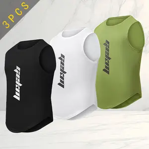 Men's three-piece sleeveless tank top set, featuring a simple sports style, breathable and skin-friendly fabric, eye-catching printed design, suitable for fitness and everyday wear, comfortable and versatile.