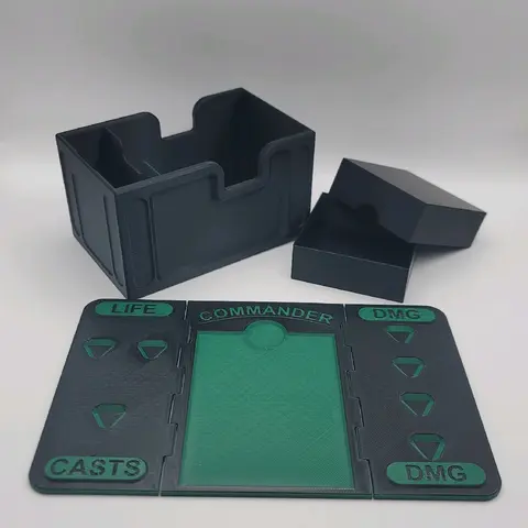 GG3D Commander Deck Box - Integrated Command Zone - MTG Card Holder - 100 Double Sleeved Card Box - Magic The Gathering