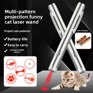 Laser Cat Teaser Wand 5-in-1 Multi-pattern Flashlight Pen playpen