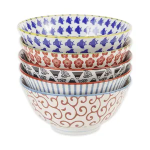 RSVP Set of 5 Japanese Porcelain Bowls - Modern16 oz