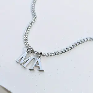 Customized English Letter Name Pendant Necklace Jewelry, Stylish Jewelry Gift for Men