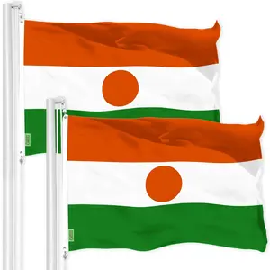 G128 2 Pack: Niger Nigerien Flag | 3x5 Ft | LiteWeave Pro Series Printed 150D Polyester | Country Flag, Indoor/Outdoor, Vibrant Colors, Brass Grommets, Thicker and More Durable Than 100D 75D Polyester