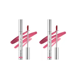 2PCS Peel Off Lip Tint Tattoo Set 00 Pink Tulips Long Lasting Waterproof Matte Finish Lip Liner & Stain Transfer Proof Kiss Proof Highly Pigmented Easy Apply Natural Look