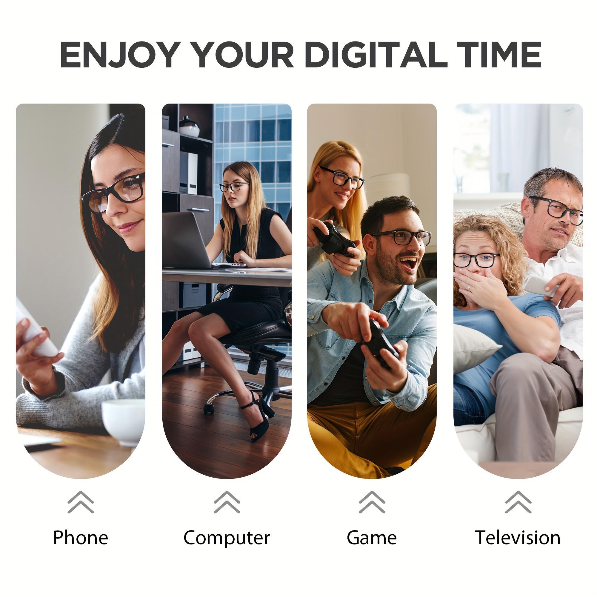 4-Pack Women's Blue Light Blocking Glasses - Anti- Round Face Eyewear Set, 4 Fashion Frame Colors | Internet Celebrity Style Windproof No-Makeup Essential