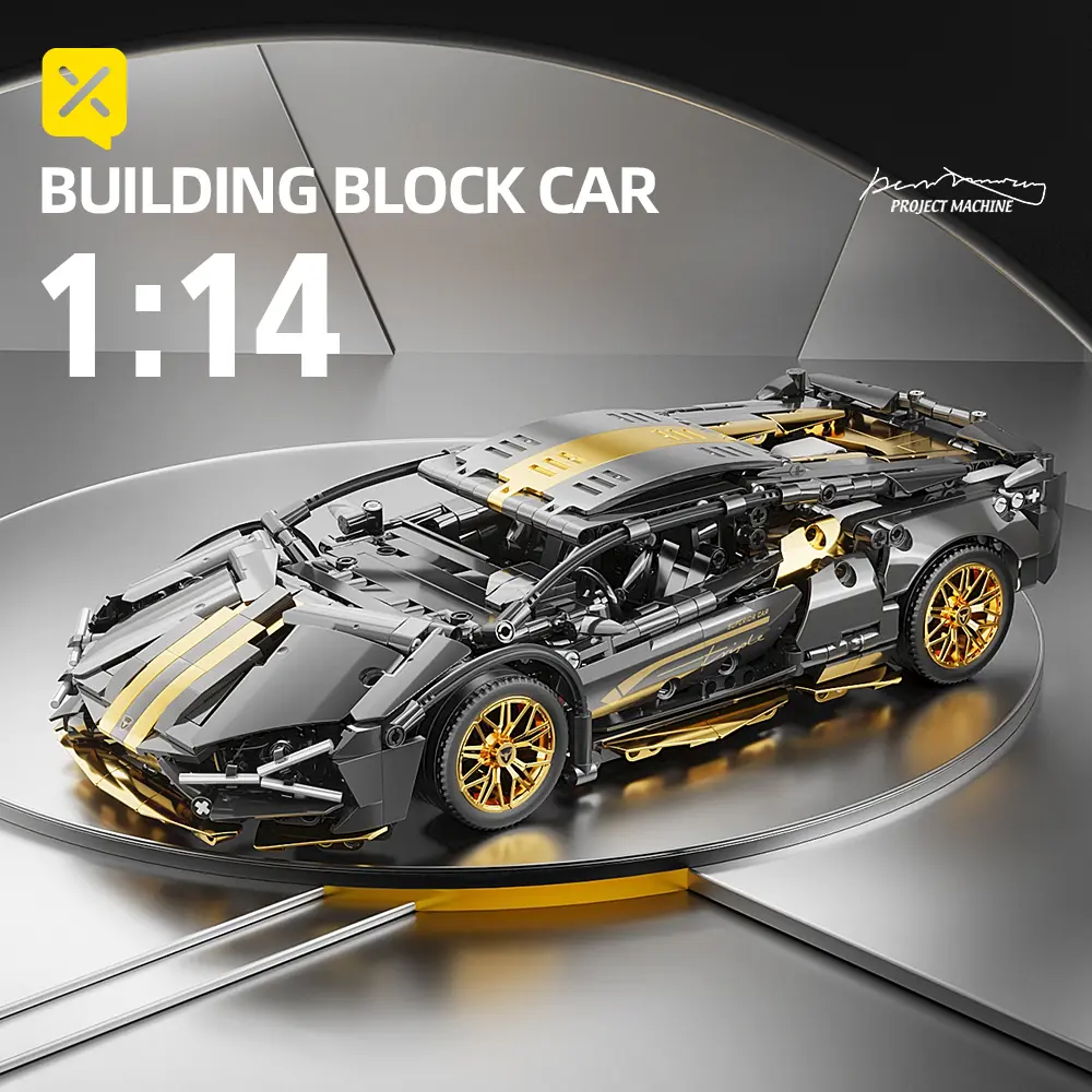 1:14 Luxurious Black Cow Building Racing Car Creative Gift Assembly Racing Car Model Car Kit
