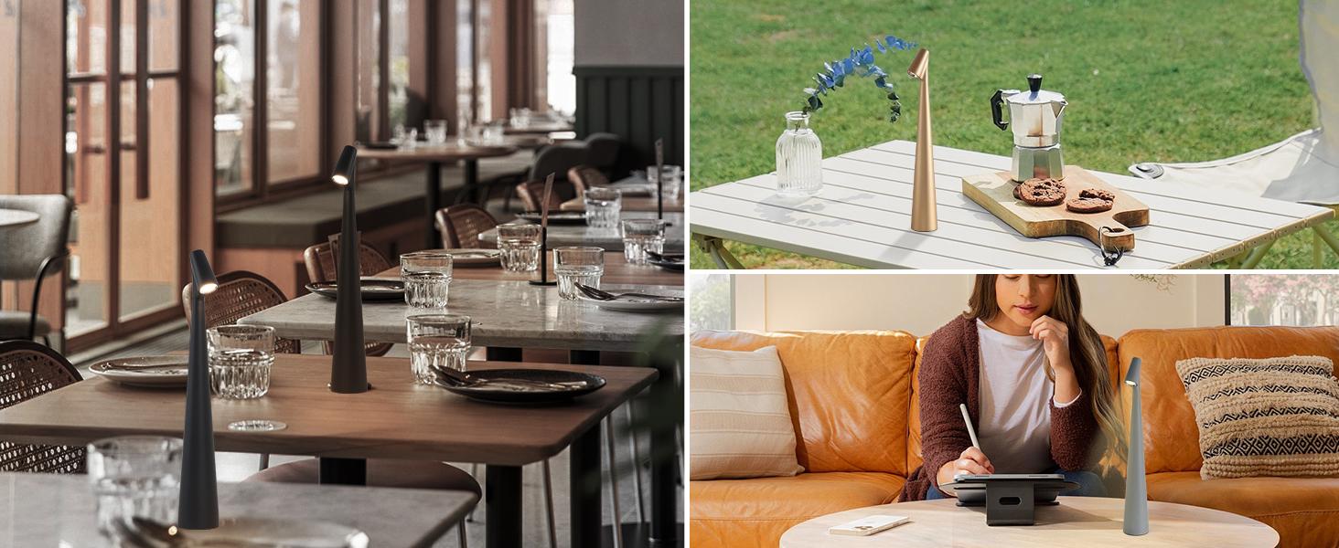 Rechargeable Touch Table Lamp, Waterproof Battery Operated Desk Light, 3 Level Dimmable Brightness for Bedroom Living Room Nightstand Reading home commercial use