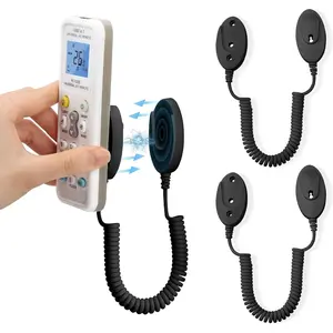 2-Pack Magnetic Remote Control Holders with Spring Ropes - Safely Secure Remotes & Small Items, Wall-Mount with Adhesive, Anti-Loss, Rapid Adsorption, Extendable Spring (Black 43 inch, 2 Pack)